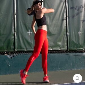 Leorêver women's balanced compression ankle tight red leggings size M